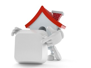 House character pointing finger on keyboard key