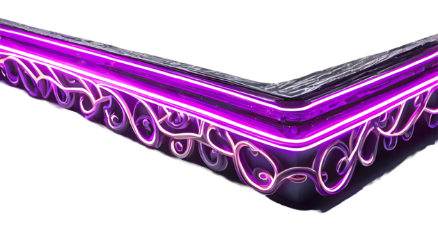 Purple Faulty Neon Border on a isolated on white background. Generative AI.