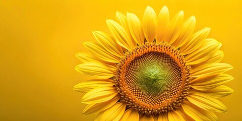 Obraz premium Wide-angle symmetrical yellow sunflower with abstract petals
