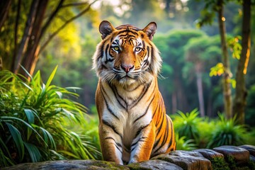 Wide-Angle Tiger Majestic wildlife natural habitat conservation efforts preserve biodiversity