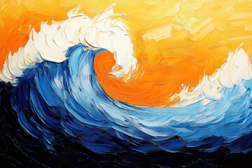 Gradient wave in soft brush strokes on canvas