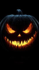 Naklejka premium Menacing Pumpkin with Glowing Eyes for Halloween