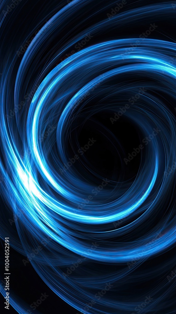 Wall mural a mesmerizing swirl of blue light, creating a dynamic and elegant flow on a dark background, perfect