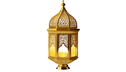 Ramadan Lantern Luxury Gold Lamp on a isolated on white background. Generative AI.