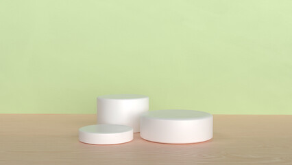 3D product display podium with geometric platform. background 3d render with podium. wood stand to show cosmetics and products
