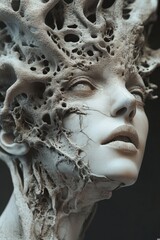 Naklejka premium Exploring States of Mind Through Surreal Sculptural Artistry with Textured Organic Forms