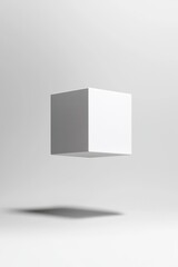 Abstract floating square casting a shadow on a plain background
