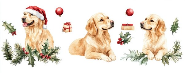 Golden Retriever Watercolor Holiday Collection