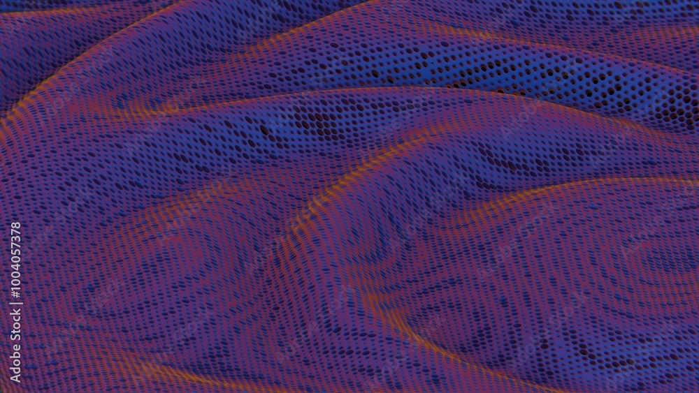 Aufkleber Abstract perforated surface with flowing wave patterns in purple and orange tones..