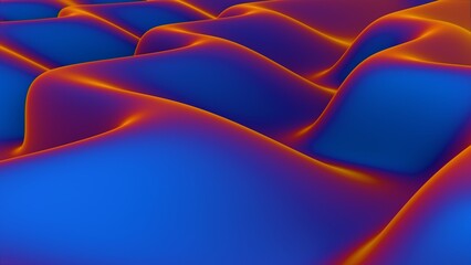 Abstract fluid wave-like structure with blue and orange gradient tones..