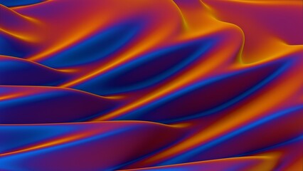 Abstract fluid wave-like structure with blue and orange gradient tones..