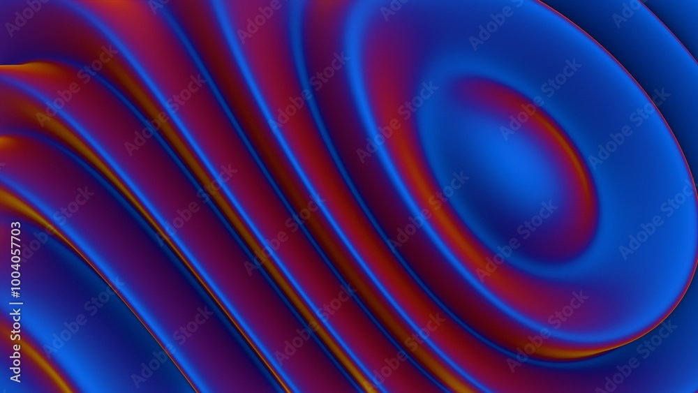 Poster abstract wavy texture with red and blue metallic gradients