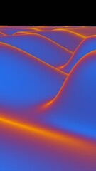Abstract fluid wave-like structure with blue and orange gradient tones..