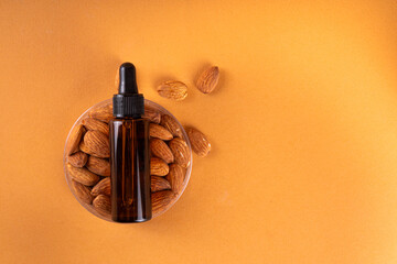 Mandelic acid skincare, cream, serum, cosmetics with AHA acids and bitter almond extract, trendy...