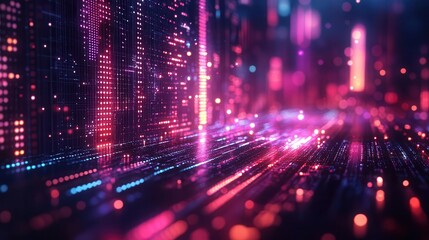 Fototapeta premium abstract digital background illustrating technology and algorithms featuring glowing lights and bokeh effects that represent cybersecurity big data and futuristic connectivity