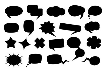 Collection set of black and white vector speech bubbles