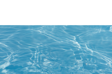 Blue water with ripples on the surface. Defocus blurred transparent blue colored clear calm water surface texture with splashes and bubbles. Water waves with shining pattern texture background.