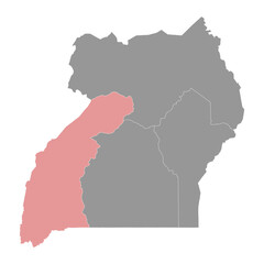 Obraz premium Western Region map, administrative division of Uganda. Vector illustration.