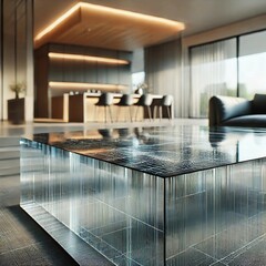 Sleek Glass Coffee Table in Minimalist Modern Living Space