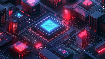 Fototapeta premium Stunning isometric icons with soft lighting background design picture
