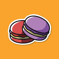 macaron editable cartoon style sticker vector