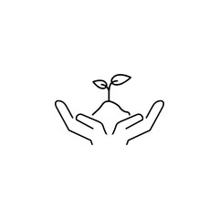 Plant in hand flat icon