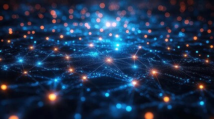 Obraz premium an abstract network background glows with interconnected lines and lights symbolizing data flow and technological connectivity perfect for illustrating the digital age