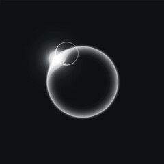 White light effect in the form of a transparent sphere. Vector isolated on a dark background