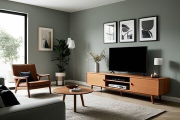 Scandinavian TV Unit Brightening Modern Lounge Interior Design