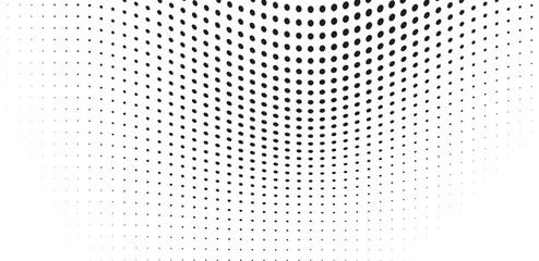 Abstract halftone wave dotted background. Futuristic twisted grunge pattern, dot, circles. Vector modern optical pop art texture for posters, business cards, cover, labels mock-up, stickers layout