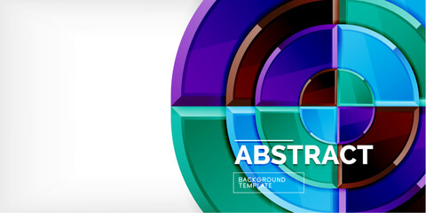 Obraz premium Abstract background - circles and round triangles with 3d effect. Vector Illustration For Wallpaper, Banner, Background, Card, Book Illustration, landing page