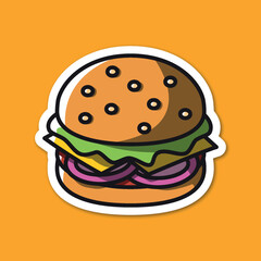 burger editable cartoon style sticker vector