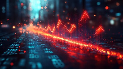 Obraz premium an arrow graphic weaves through a financial backdrop symbolizing growth and trends in the market ideal for banking investment and economic themes