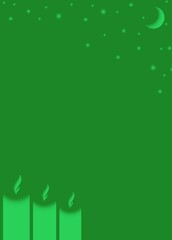 Green background with candles and stars, moon, star, candle, green background, green banner, green poster, green wallpaper, green, poster, banner, for your text, background, cover book, template, card