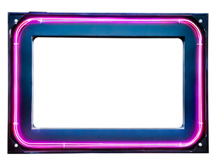 Rectangle Neon Futuristic sign frame on a white isolated background. Generative AI.