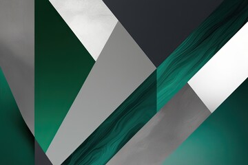 Obraz premium Sophisticated Emerald Green and Gray Contemporary Abstract Background with Geometric Structure and Color Transitions