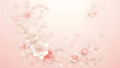 Light pink background with beautiful flowers