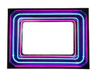 Rectangle Neon Futuristic sign frame on a white isolated background. Generative AI.