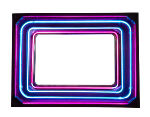Rectangle Neon Futuristic sign frame on a white isolated background. Generative AI.