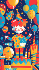 Fototapeta premium Happy Birthday Party with Balloons and Candles