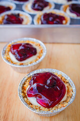 Delicious blueberry tarts with cream cheese.
