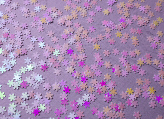 Background with confetti in the form of snowflakes