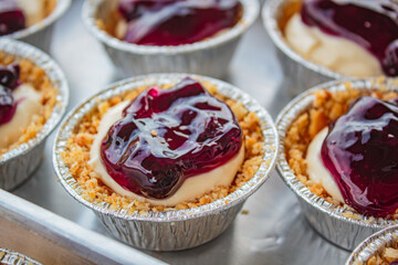 Delicious blueberry tarts with cream cheese.