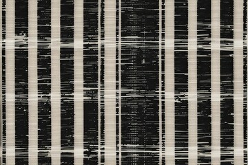 Stylish Striped Fabric Overlay with Grainy Texture and Vintage Black and White Noise