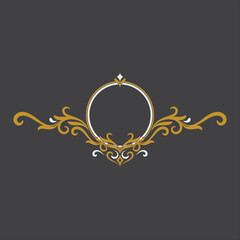 Golden Vintage Ornament. Golden Circle Ornament. Golden Border ornament. Circle Frame ornament Suitable for wedding invitation card.