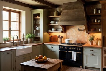 Create a Cozy Rustic Kitchen Atmosphere with Farmhouse Style and Warm Colors