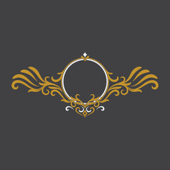 Golden Vintage Ornament. Golden Circle Ornament. Golden Border ornament. Circle Frame ornament Suitable for wedding invitation card.