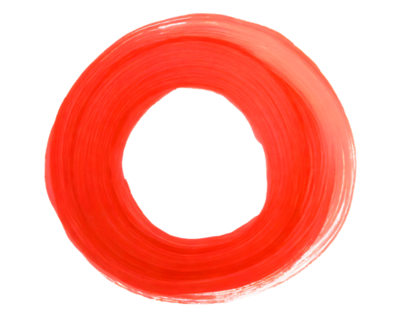 red circle brush stroke marker highlighter on a white isolated background. Generative AI.