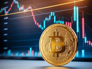 A sleek golden Bitcoin coin