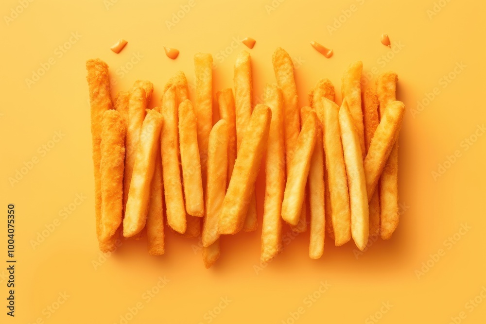 Poster Crispy chicken fries yellow food freshness.